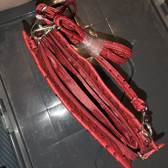 Red Ostrich Crossbody - Picture 5 of 6